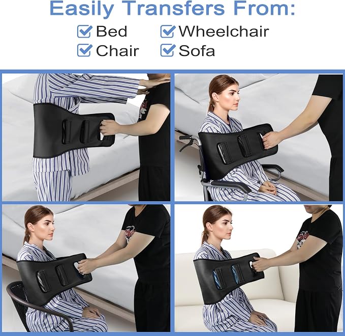 Transfer Belt Transfer Sling Padded Gait Belts with Seniors Patient Lift | Heavy Duty Gait Belt,Mobility Standing and Lifting Aid for Disabled,Elderly,Injured-Safely Move from Bed and Wheelchair