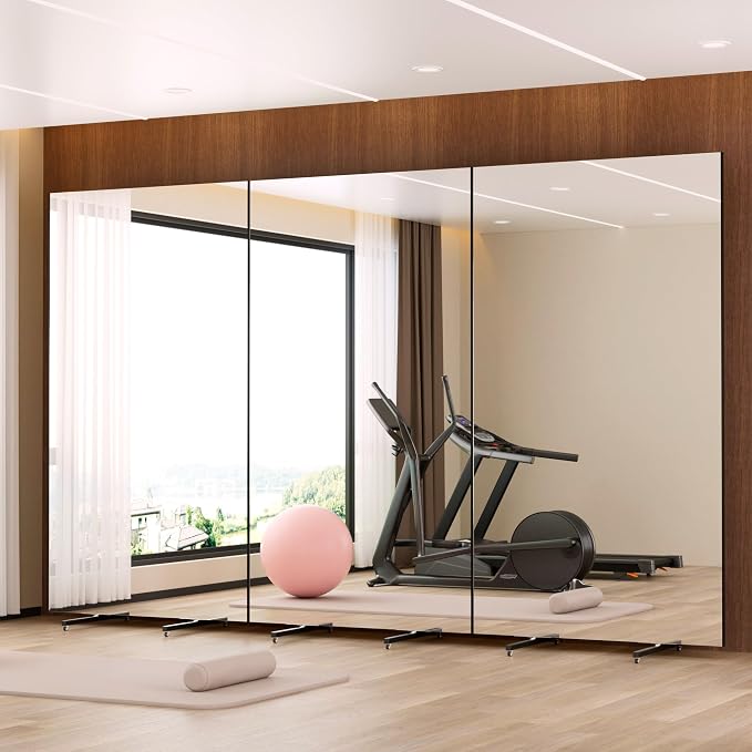 brisafe NanoMirror Non-Glass 118" x 71" Extra Large Mobile Dance Mirror with Wheels, Shatterproof Nano Film Rolling Gym Mirror for Studio, Yoga, Pilates, School & Home Gym, Black