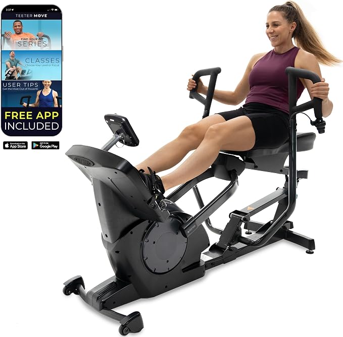 Teeter Power10 Rower with 2-Way Magnetic Resistance Elliptical Motion - Indoor Rowing Machine w/HRM Connectivity, Teeter Move App - Free Classes & Coaching