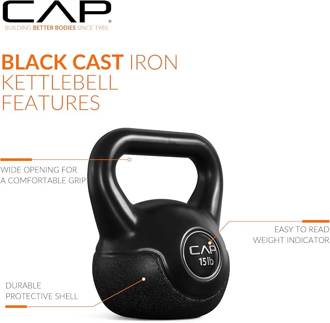CAP Barbell 45 LB Cement Kettlebell Set – 10 lb, 15 lb & 20 lb Vinyl-Coated Kettlebells for Strength Training, Cardio, Cross Training & Home Gym Workouts