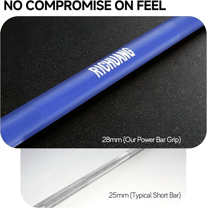 Ceramic Olympic Barbell 4/5/6FT – Short 2" Bar for Home Gym | Alloy/A3/45 steel. 400-500LB. 28mm knurled grip. Brass bushings. Squat, bench, deadlift, hip thrust. Fits standard plates.
