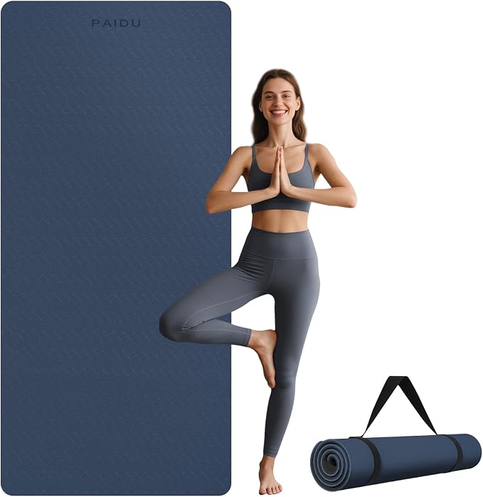 PAIDU Extra Long Wide Yoga Mat, （10mm） Thick Non-Slip Exercise Mat 76"x33" | large mat, ideal for yoga, Pilates & home gym, with non-slip grip & cushioning for all exercises.