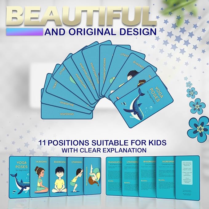 Kids Yoga Mat Set - Comfortable Dinosaur Kid Yoga Mat Boy with 12 Yoga Cards, Storage Bag, Beige Play Mat Thick for Gymnastics Mat, Exercise Mat, No-Toxic and Non-Slip for Ages 3-12