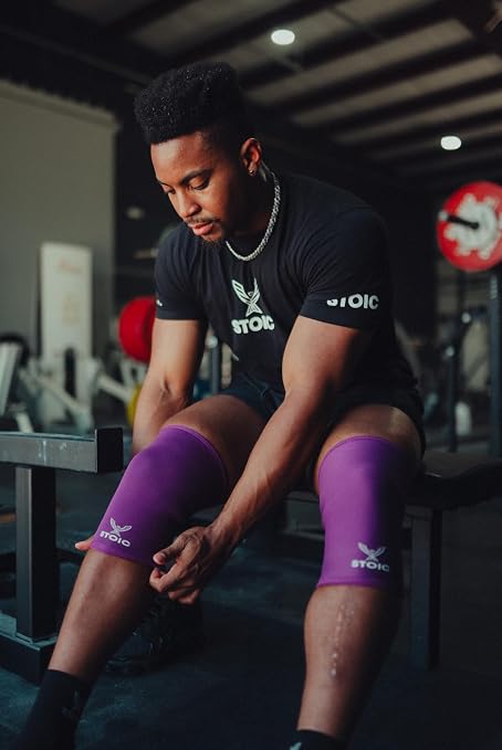 Stoic 7mm Neoprene Knee Sleeves for Men & Women - Purple, X-Small