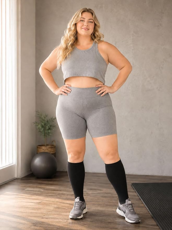 Plus Size Compression Leg Sleeves for Women& Men 15-20mmHg Wide Calf Knee High Leg Sleeves