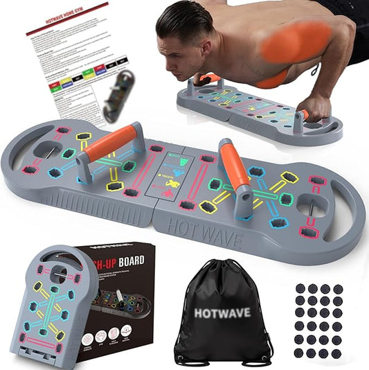 HOTWAVE Push Up Board, Portable PushUp Board, Foldable 20 in 1 Push Up Bar | Multifunctional Pushup Handles for Floor, Professional Strength Training Equipment For Men and Women at Home Gym