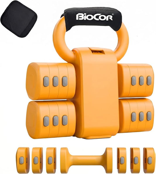 Adjustable Dumbbell Set, 4 in 1 Free Weights for Women with Fast Adjustment, Each 2.2/3.3/4.4/5.5lb Hand Weights, Compatible with Kettlebells for Home Gym Exercise & Fitness