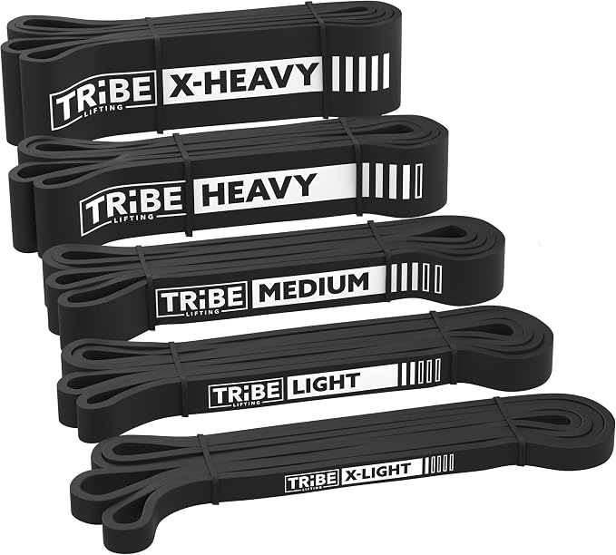 Long Resistance Bands Set, 5 Pull Up Assistance Bands for Working Out | 5 resistance levels, natural latex construction, exercise bands for strength training, stretching and physical therapy