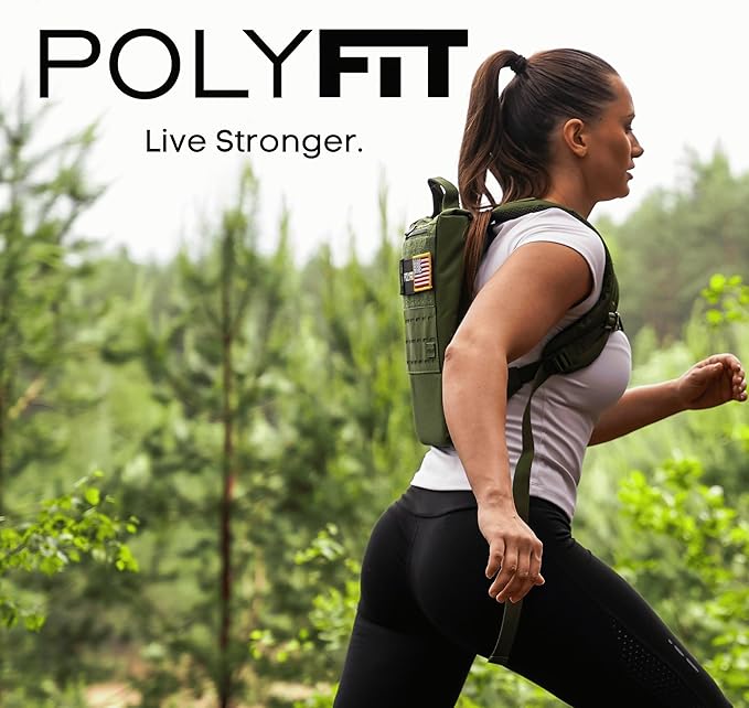 Polyfit Rucking Weight Plate - 10x12 Cast Iron Plate for Backpacks & Rucks | Includes backpack, 10 lb plate, rucking straps, sternum strap and hang loop, for walking, rucking and weighted training