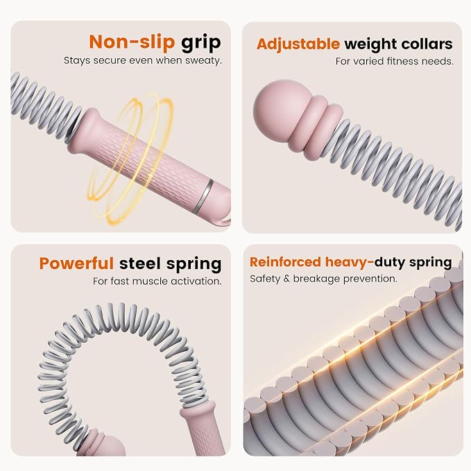 Adjustable Ropeless Battle Ropes, Portable Cordless Battle Ropes for Home Gym, Workout Equipment Exercise Rope for Low-Impact Workout, Strength & HIIT, for Men & Women (Pink)