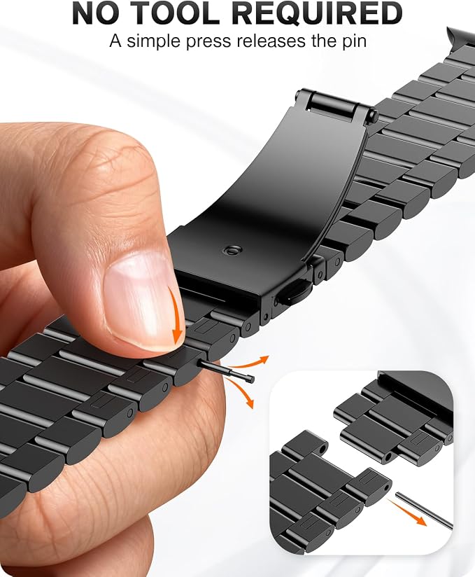EPULY Metal Band Compatible with Apple Watch Bands for Men 42mm 41mm 40mm 38mm, Business Stainless Steel Strap for iWatch Series 11 10 9 8 7 6 5 4 3 2 1, SE3 2 1, Ultra3 2 1, No Tools Required | 40/41/38/42mm Stainless Steel Strap for Business, Casual ...