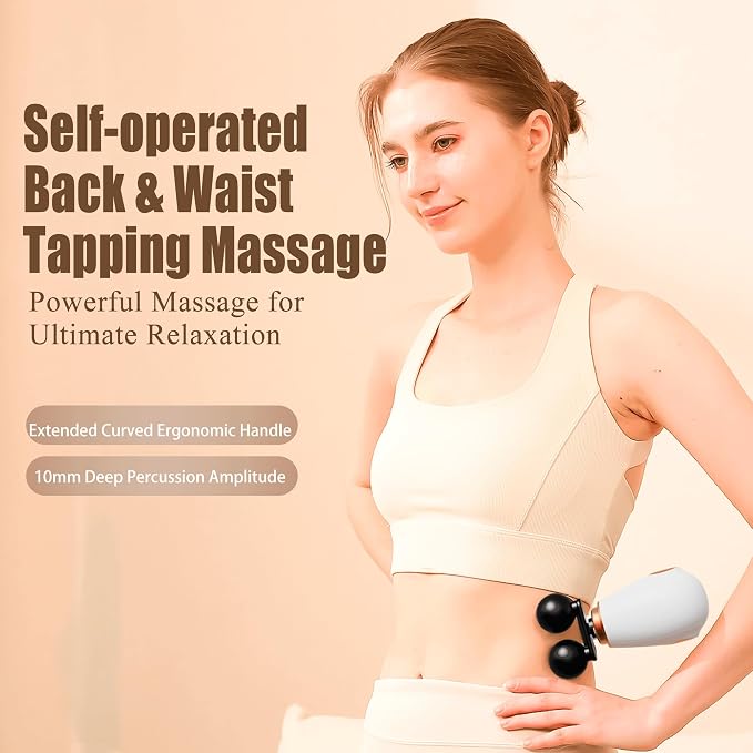 Massage Gun Deep Tissue, Handheld Back Massager with Extended Handle,6 Modes and 9 Speed