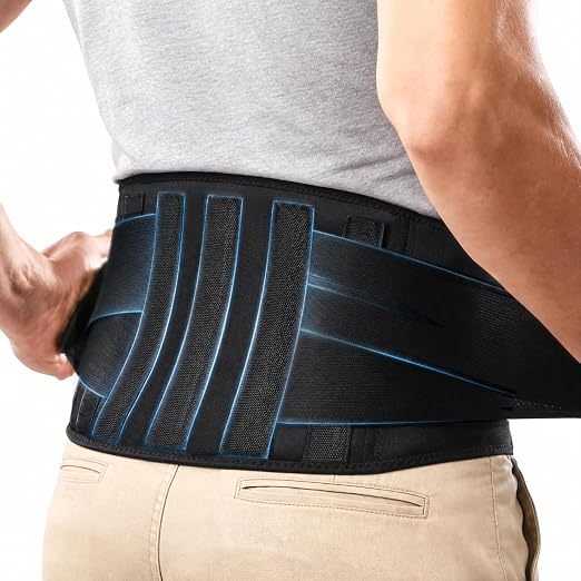 Wide Back Brace for Plus Size Men Lower Back Pain Support | Plus Size Back Brace, Lumbar Support Belt, 5 Removable Metal Stays, Work, Sciatica & Herniated Disc Relief (X-Large: 41"-43")