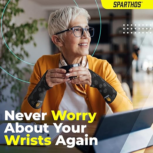 Sparthos Wrist Compression Sleeves (Pair), Carpal Tunnel Brace - Black-XL