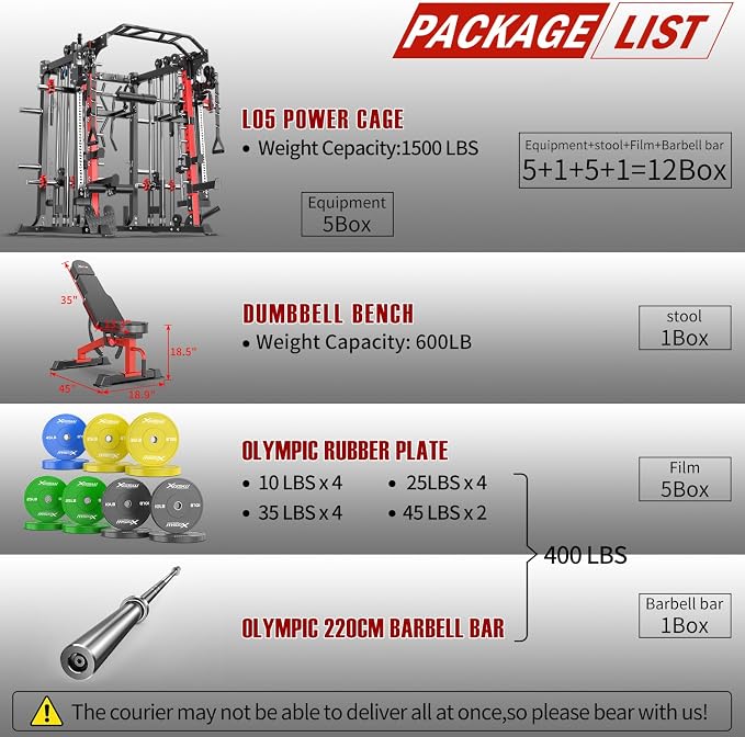 Multi-Purpose Squat Rack,Smith Machine Weight Rack Set with Cable Crossover System, Home Gym Power Racks, Power Racks and Packages