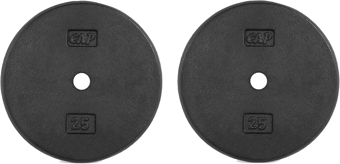CAP Barbell Standard 1-Inch Cast Iron Weight Plates - Singles & Sets | 1.25-50 lbs | Multiple Options