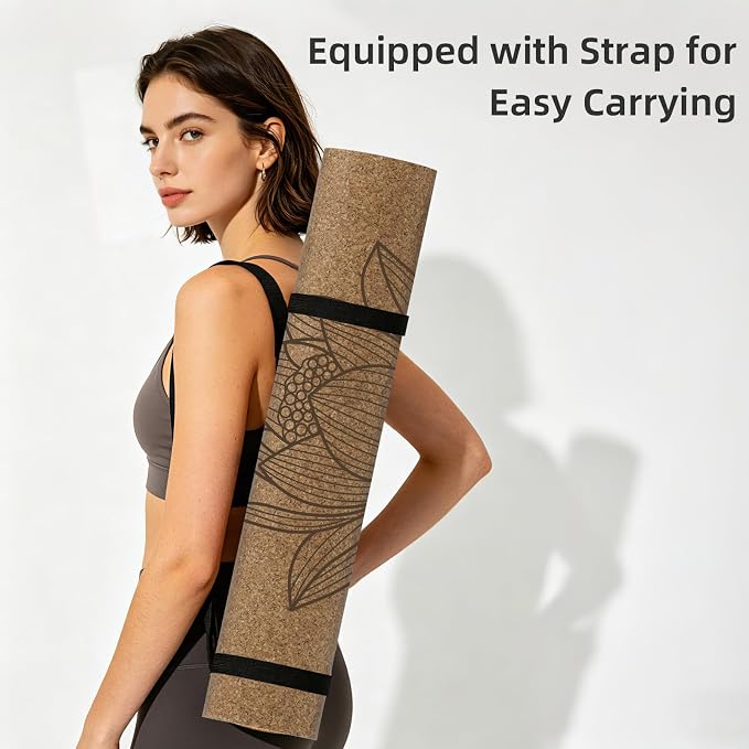 ILILI Eco-Friendly Cork Yoga Mat 1/4 inch Thick, 72''L*26''W, Non Slip Lightweight Cork and TPE Soft Exercise & Fitness Mat, Ideal for All Types of Yoga, Home, Gym & Studio Workouts