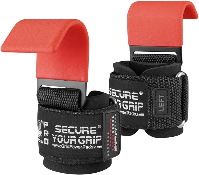 Weight Lifting Rod Hooks Heavy Duty Wrist Wraps Power Weight Lifting Training Gym Grips Straps Set of 2