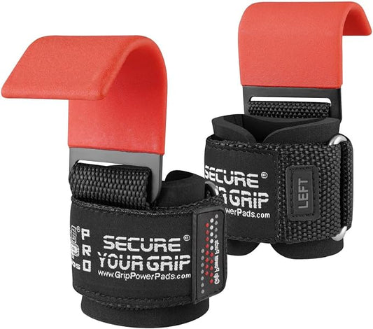 Weight Lifting Rod Hooks Heavy Duty Wrist Wraps Power Weight Lifting Training Gym Grips Straps Set of 2