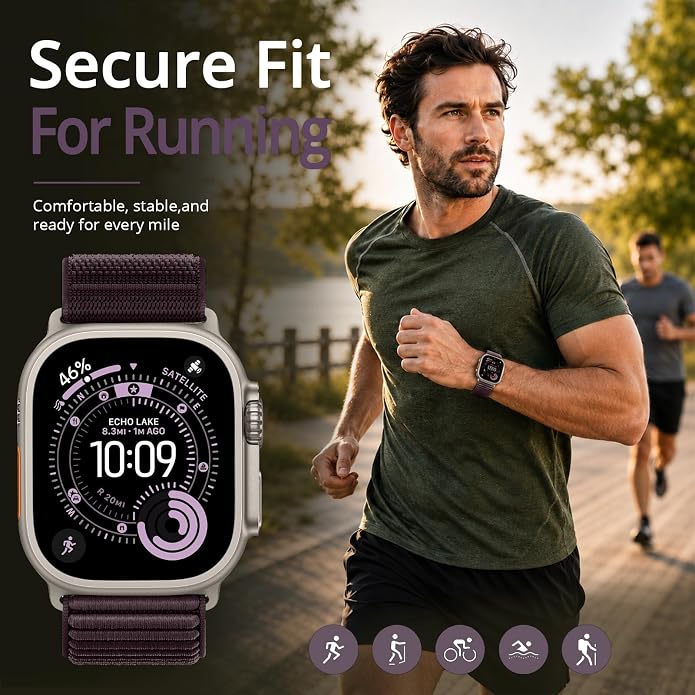 Nylon Loop Sport Band Compatible with Apple Watch Ultra 3 2 Band 49mm 46mm 45mm 44mm 42mm 41mm 40mm 38mm Women Men, Stretchy Strap Elastic Fabric Wristband for iWatch Series 11 10 SE 9 8 7 6 5 4 3 2 1