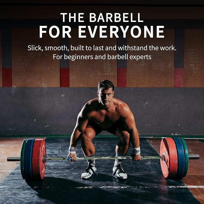 TECHNOAGE 7FT Heat-Treated Alloy Steel Olympic Barbell, 1500LB | 45LB bar with 28mm knurled grip, needle bearings, hard chrome finish, and 2-inch plate fit