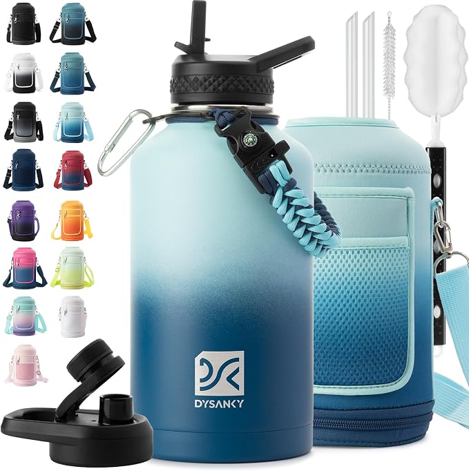 DYSANKY Insulated Water Bottle with Portable Carrier Bag for Outdoor 64 oz