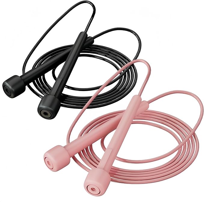 uvbws2Pack Exercise Jump Rope - With Plastic Handle, Anti Wrap PVC Long Jump Rope Set - Suitable for Men's and Women's Fitness Activities
