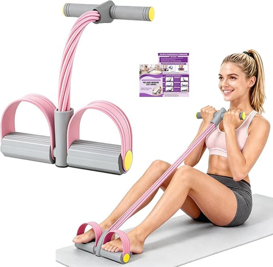 Multifunction Foot Pedal Resistance Bands with Handles, 6-Tube Elastic Yoga Exercise Bands, Home Gym Workout Equipment for Women & Men to Abs, Core, Leg, Arm, Waist Stretching
