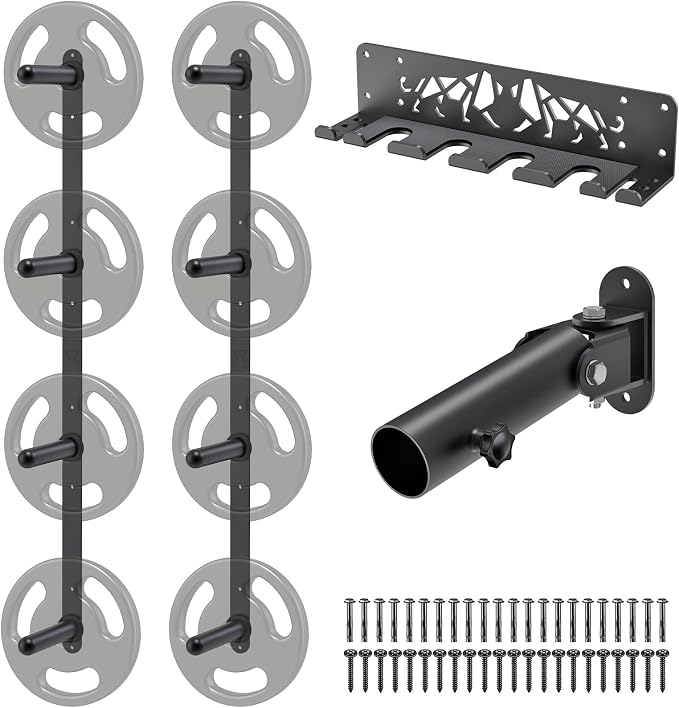 Kipika Weight Plate Storage Rack - Wall Mounted Weight Plate Holder with Durable Steel Construction Organizer for Olympic Plates, 1000lb Capacity, Space-Saving for Home Gym