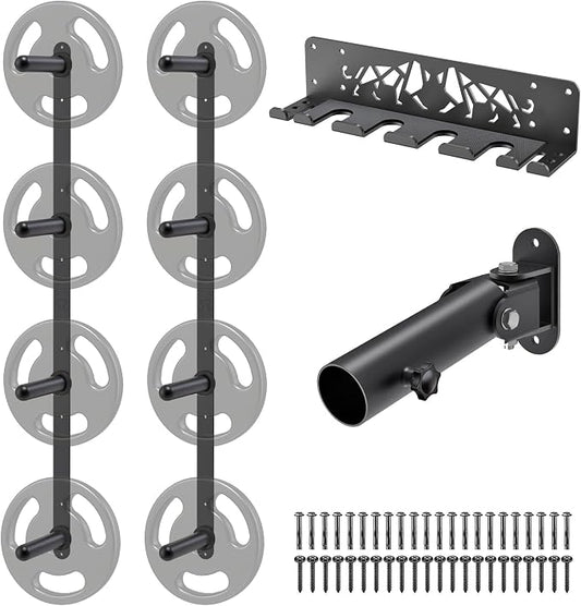 Kipika Weight Plate Storage Rack - Wall Mounted Weight Plate Holder with Durable Steel Construction Organizer for Olympic Plates, 1000lb Capacity, Space-Saving for Home Gym