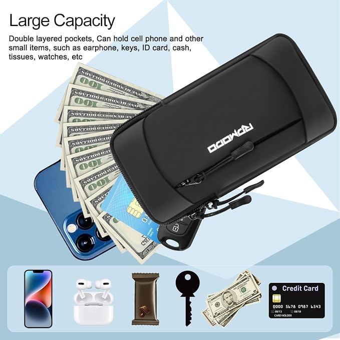 Running Armband Phone Holder with Crossbody Strap, 7.5 Inch Black | Water Resistant, Arm Band for Phone for Running Walking, Adjustable Crossbody Shoulder Bag for iPhone 17 16 Samsung Galaxy