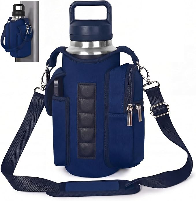 Magnetic Gym Bag,Magnets Gym Water Bottle Bag Carrier Holder with Pockets & Strap Fit for 18 to 40 oz Owala Hydro Flask Yeti, Gym Accessories for Men Women,Walking, Hiking