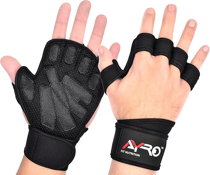 AYRO Workout Gloves for Men & Women, Gym Gloves for Men, Weight Lifting Gloves with 15" Wrist Wraps & Support, Breathable Palm Padding, Non-Slip Grip for Fitness, Cross Training & Bodybuilding
