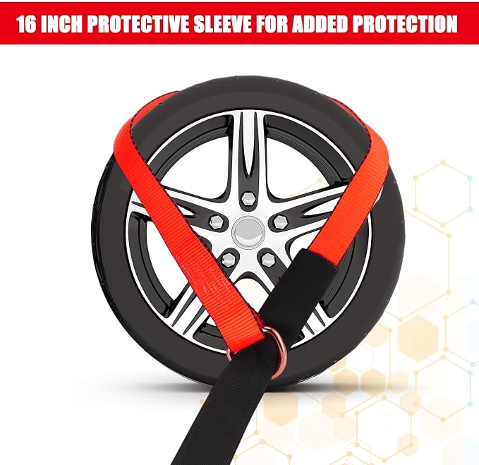 8 Pack 2" x 8ft Lasso Tow Truck Straps with D Ring 11, 000 Lbs Break Strength D Ring Auto Tie Down Wheel Lift Trailer Strap for Hauling Utv SUV Wrecker Rollback