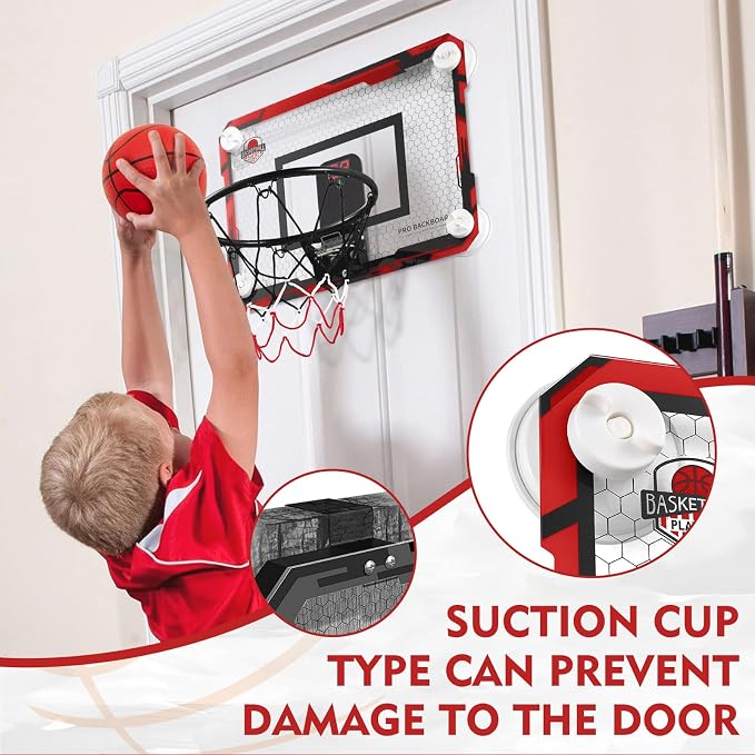 Indoor Mini Basketball Hoops with Powerful Suction Cups for Window and Wall | Wall Mounted Basketball Hoops, Basketball Backboard for Bedroom Office Dorm Room, Outdoor Toy Gifts for Kids and Adults