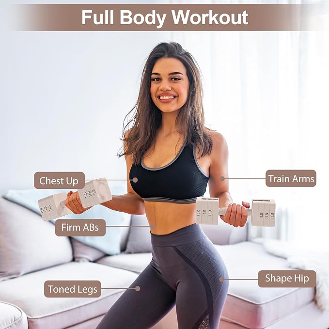 Hezeyferg Adjustable Dumbbells Set for Women/Men Home Gym | 18LBS 22LBS Adjustable Weight Dumbbells, Hand Weights Sets with Mutilple Levels, Full Body Workout