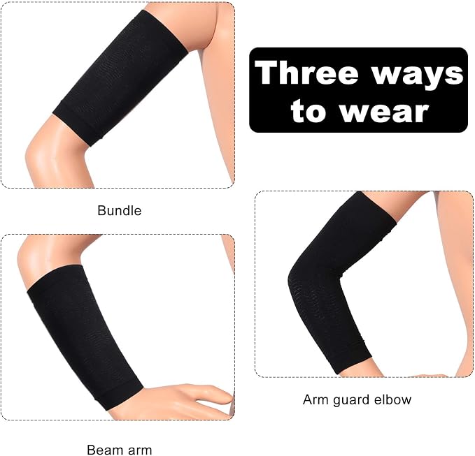 SATINIOR 8 Pairs Sun Protection Cooling Arm Sleeves Upper Compression Sleeve Plus Size Slimming Arm Shaper Wrap for Women