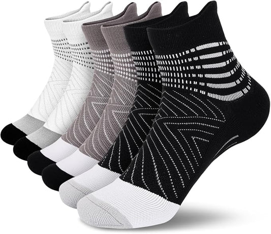 IRAMY Compression Ankle Support Socks Women - Wicking, Cushioned Athletic, Plantar Fasciitis Relief 2/3/6 Pairs