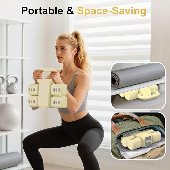 2-in-1 Adjustable Dumbbell Set, 4-Level Weights for Women | Convertible Dumbbell & Kettlebell, Adjustable 2.2-5.5lb Each, Quick-Change Button, Compact for Home Gym, Office & Outdoor