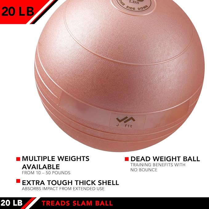 JFIT Slam Ball – Build Strength - Endurance & Power | Superior Grip | Sand-Filled Core | Indoor & Outdoor Use