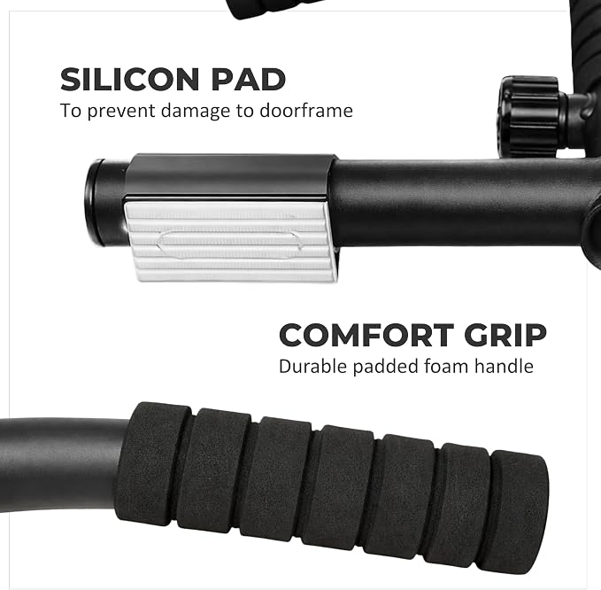HANZO Doorway Pull Up Bar Set with Suspension Straps – Multi-Grip Chin Up Bar for Home Gym – No Screws, Strength Training Workout Bar, Door Gym Pullup Bar