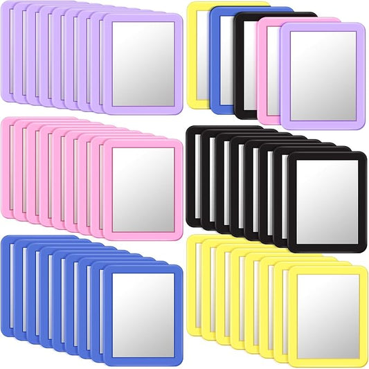 Leinuosen 50 Pcs Magnetic Locker Mirror 5" x 7" Small Mirror for Locker Accessories Real Glass Mirror for Gym Locker Decorations Office Cabinet Bathroom Household Refrigerator Workshop Toolbox