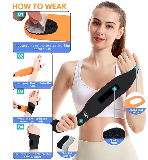 Ultra-Thin Elastic Wrist Brace Wrist Wraps, Compression Wrist Straps Support for Carpal Tunnel Arthritis Tendonitis Sprains Pain Relief Workout, Soft & Comfortable (Black (Pack of 1))