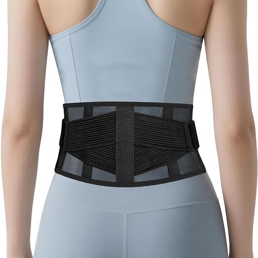 Ultra-Thin & Lightweight Back Brace for Lower Back Pain,Sciatica,Scoliosis,Slipped Disc- Breathable & Adjustable Back Brace Belt for Women and Men under clothes,Black.