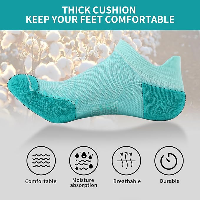 BUDERMMY Womens Ankle Compression Socks with Arch Support Athletic Low cut Running Socks for Women Workout Cushion 5 Pairs