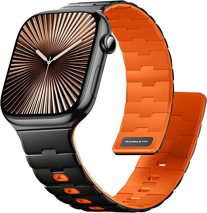 Bandletic Magnetic Silicone Watchband Compatible with All Apple Watch | Strong Magnet Sport Strap for iWatch Ultra 49mm Series 11-1 SE 46mm 45mm 44mm 42mm 41mm 40mm 38mm, Ideal for Men Women