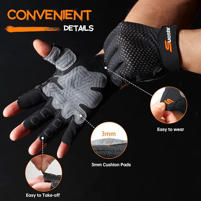 SueStar Workout Gloves - Men Women 2022, Weight Lifting Gym Gloves with Full Palm Protection, Excellent Grip, Ultra Breathable for Fitness, Training, Hanging