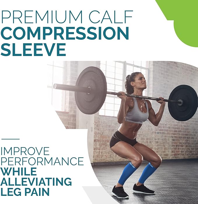 Run Forever Calf Compression Sleeve for Men & Women, 20-30mmHg Compression | Leg Sleeve for Shin Splints, Varicose Veins, Swelling & Pain Relief | Footless socks for Running, Cycling & Travel