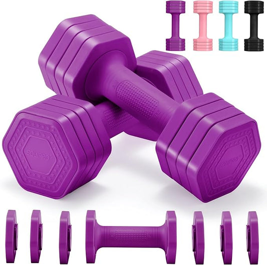 EQUIPRO Adjustable Dumbbell Set, 4 in 1 Free Weights Dumbbells Set for Women, Weights for Women at Home, 2lb 3lb 4lb 5lb with TPU Soft Rubber Handle for Home Gym Exercise Training