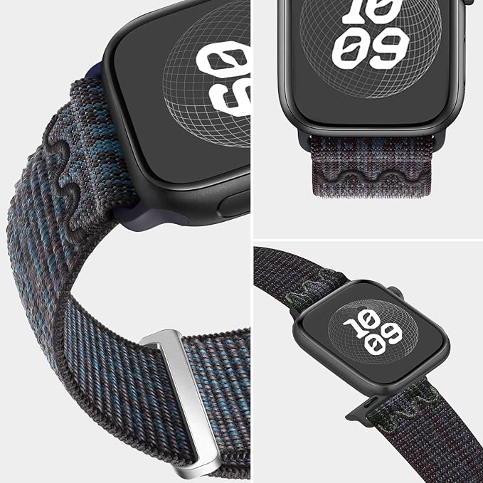 Sport Loop Nylon Band Compatible with Apple Watch Band 38mm 40mm 41mm 42mm 44mm 45mm 49mm Ultra 2 iWatch Series 9 8 7 6 SE 5 4 3 2 1 Strap, Fit for iPhone Watch Band Women Men Stretchy | Nylon Sport Loop Wristband Compatible with Apple Watch Ultra 2 38...